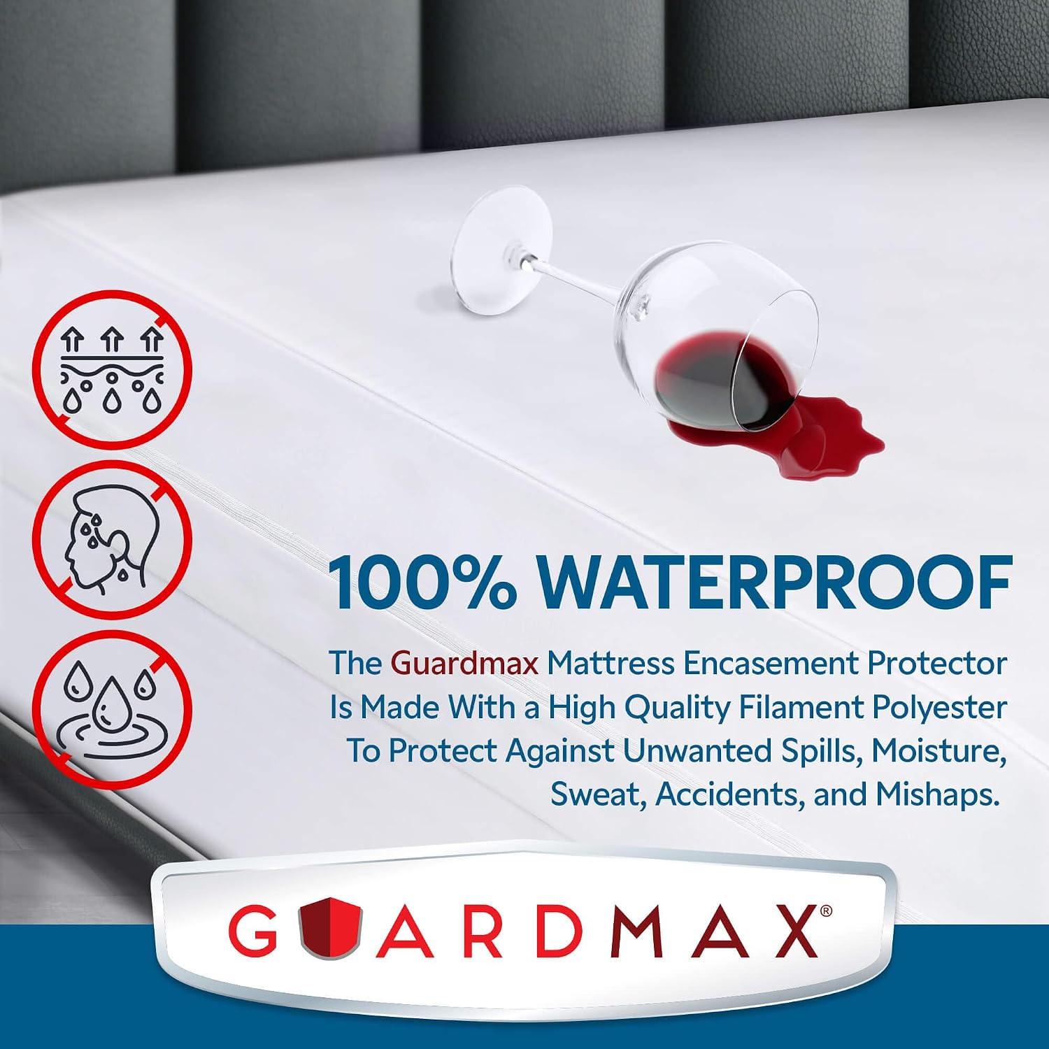 Detalle de Guardmax Jersey Knitted Queen Zippered Mattress Encasement (Waterproof & Bed Bug Proof) — Dust Mite Proof, Soft & Noiseless