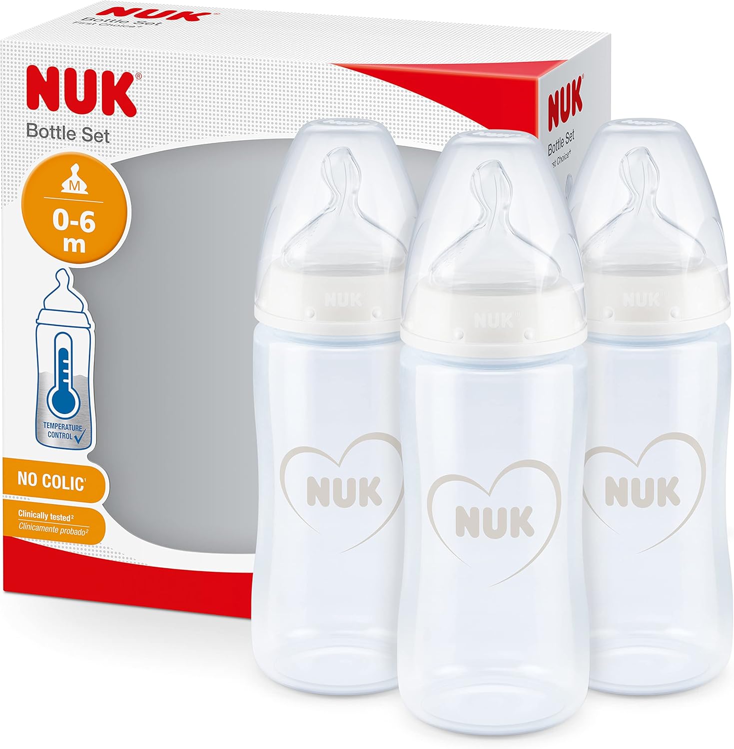 Detalle de NUK First Choice+ 300 ml biberones anticólicos