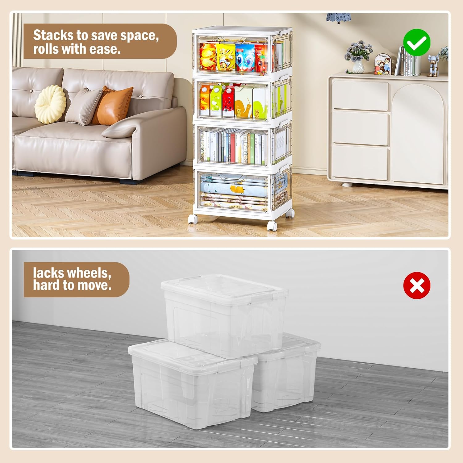 Thumbnail 4 de Kmiectse Sb-001 4-Tier Clear Storage Bins with Magnetic Front Door