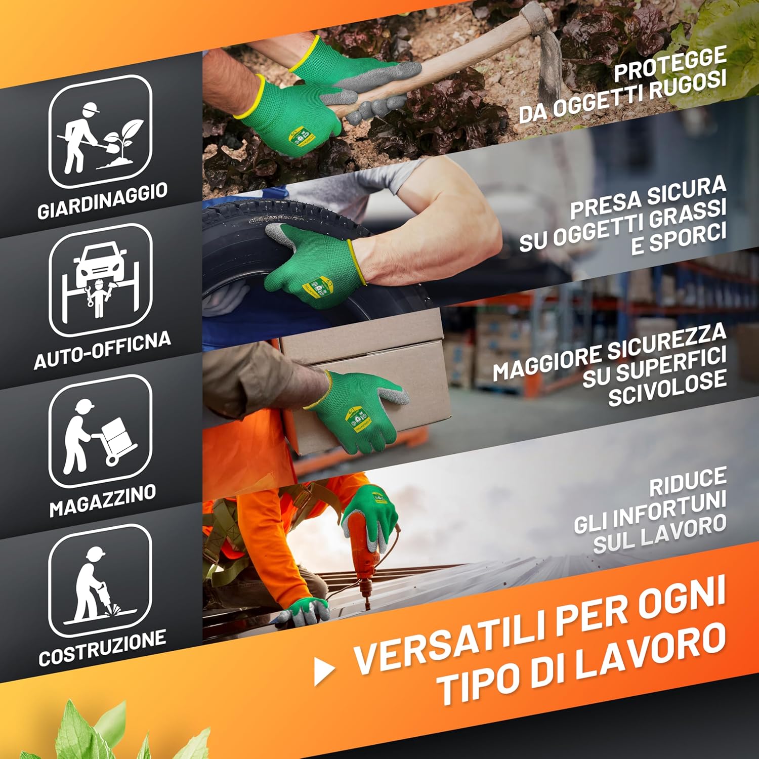 Thumbnail 5 de GRÜNTEK Guanti da Lavoro e Giardinaggio M8 – 5 paia, rivestimento in lattice per una presa sicura