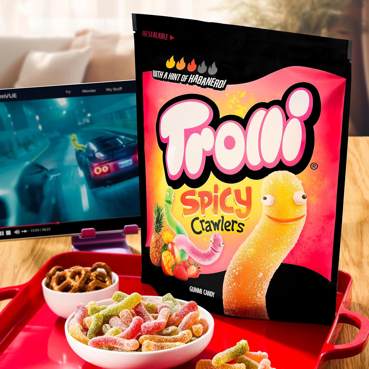 Thumbnail 6 de Trolli Spicy Crawlers Gummy Worms, 40 oz Resealable Bag with Three Habanero Flavors