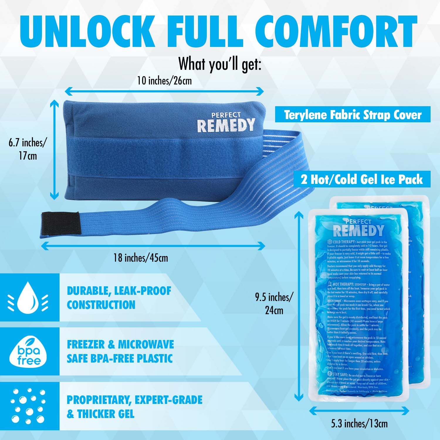 Detalle de Perfect Remedy 2-Pack Hot and Cold Gel Packs with Adjustable Strap Cover