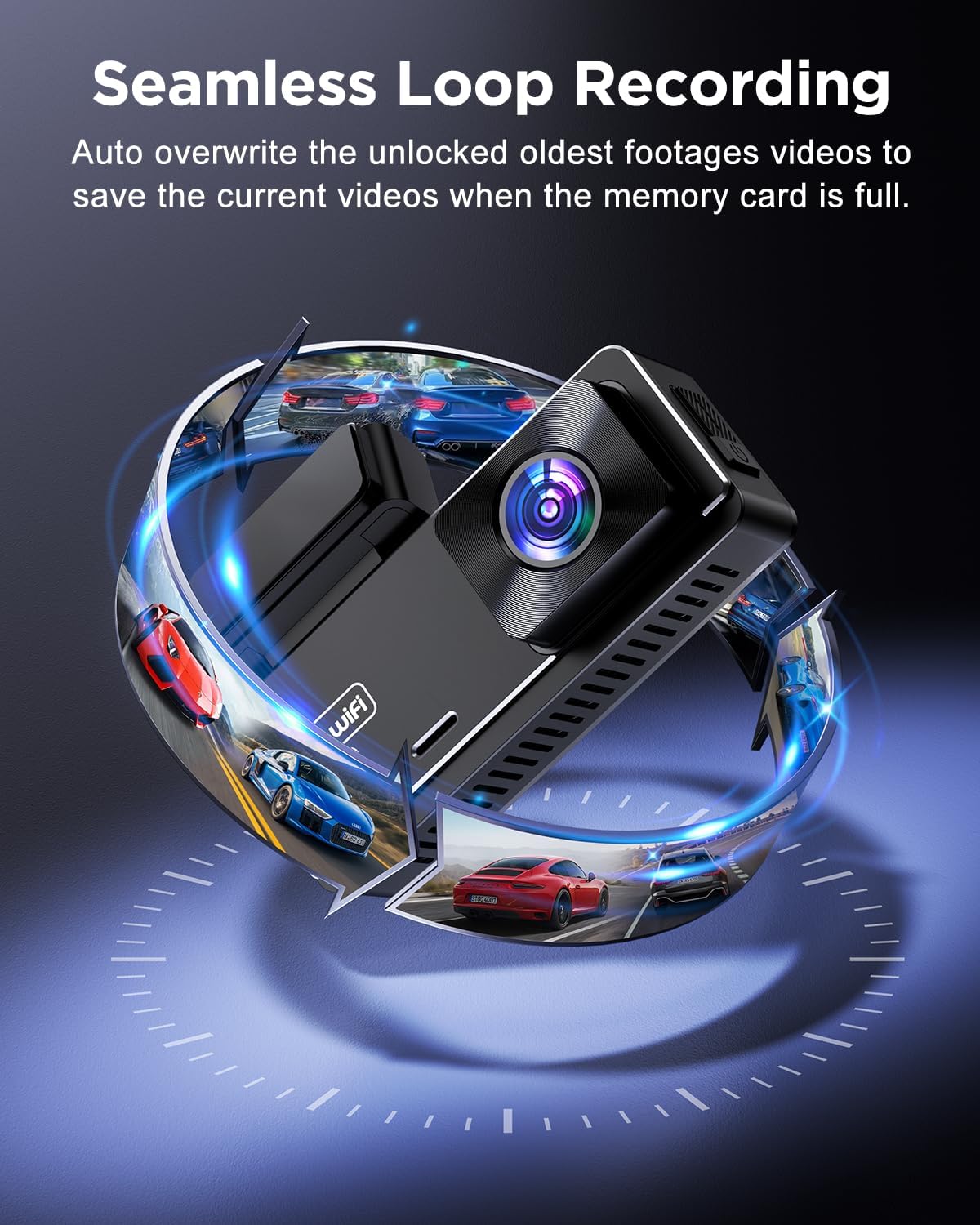 Thumbnail 6 de PENEMAY Dash Cam Front and Rear 4K+1080P with Free 64GB Card — 2.99” IPS, Wi‑Fi, 24H Parking, G‑Sensor