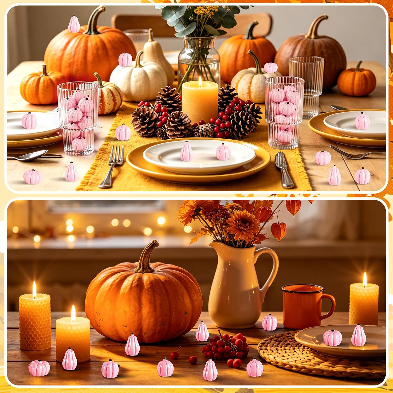 Detalle de DTOFOOT 14839 Mini Pink Resin Pumpkins, 60-Piece Set, 5 Designs