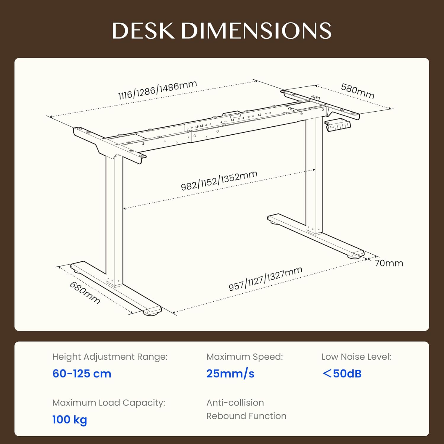 Thumbnail 1 de FLEXISPOT Bureau Assis-Debout Électrique à 2 Moteurs et 3 Colonnes – 100 kg – 60–125 cm – Panneau Smart et Mémoire