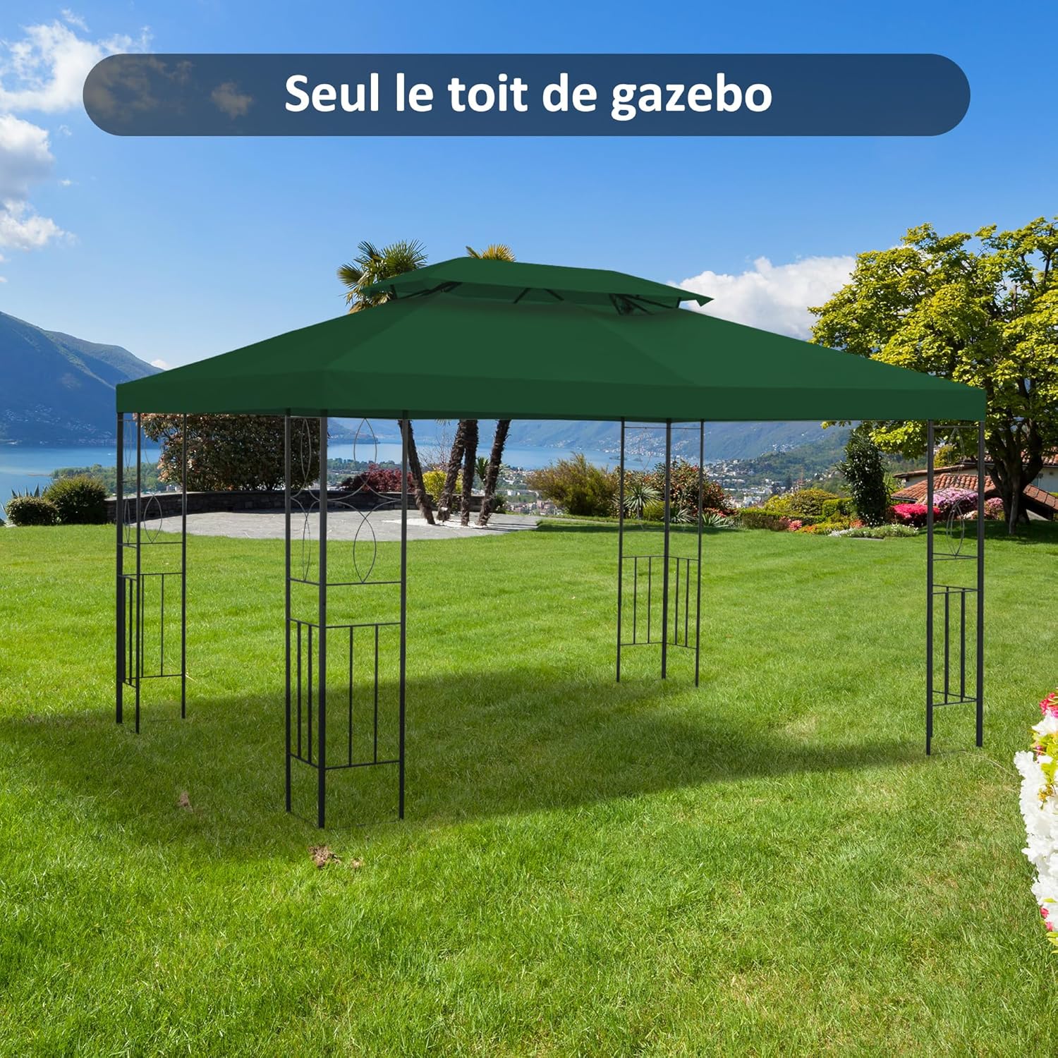 Thumbnail 1 de Outsunny Toile de Rechange pour pavillon tonnelle 3 x 4 m – Vert, polyester haute densité 180 g/m²