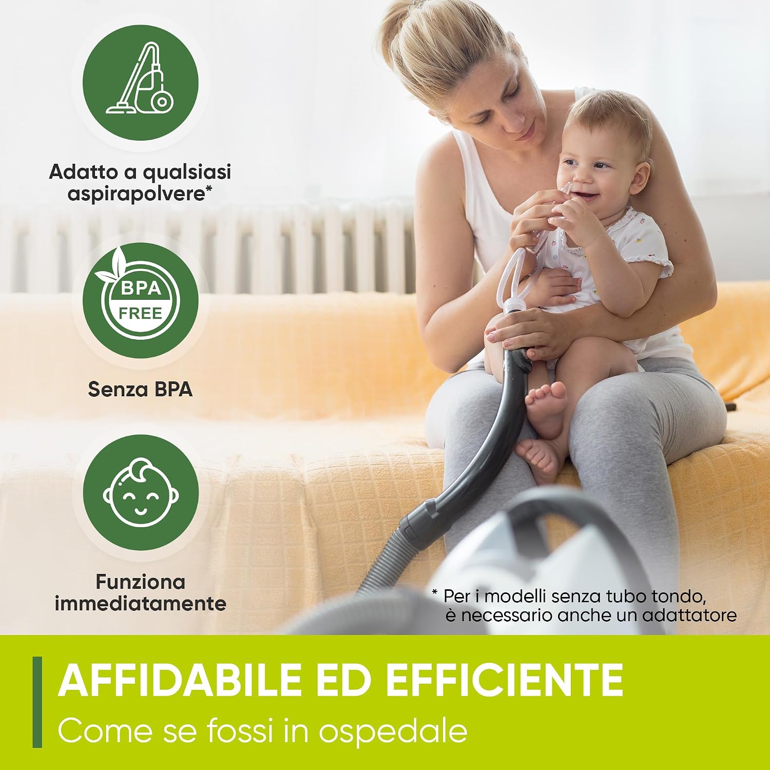 Detalle de Airmed’s Vac. aspiratore nasale neonato con 2 testine e spazzola, clinicamente testato