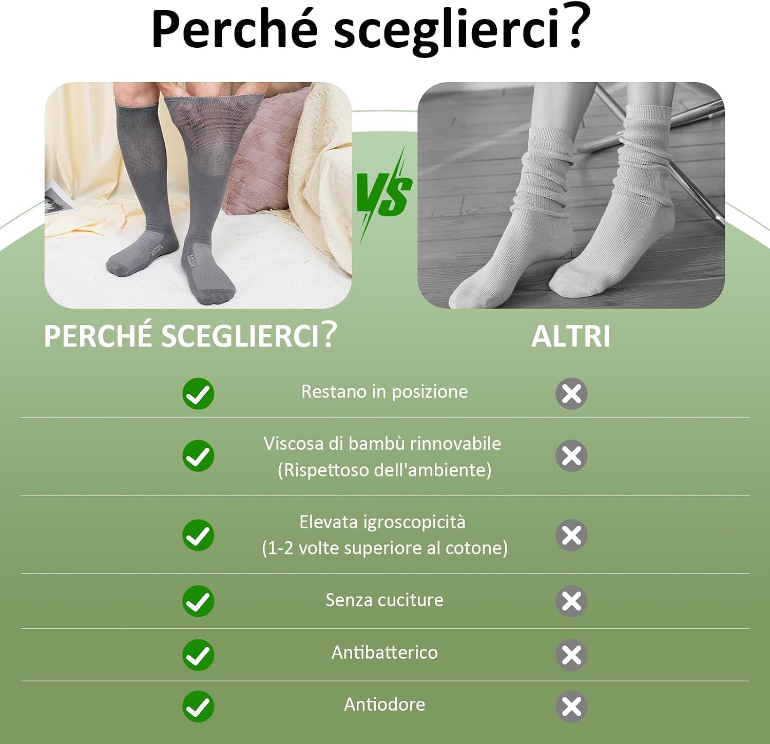 Thumbnail 5 de ZAKASA Calzini diabetici bambù al ginocchio