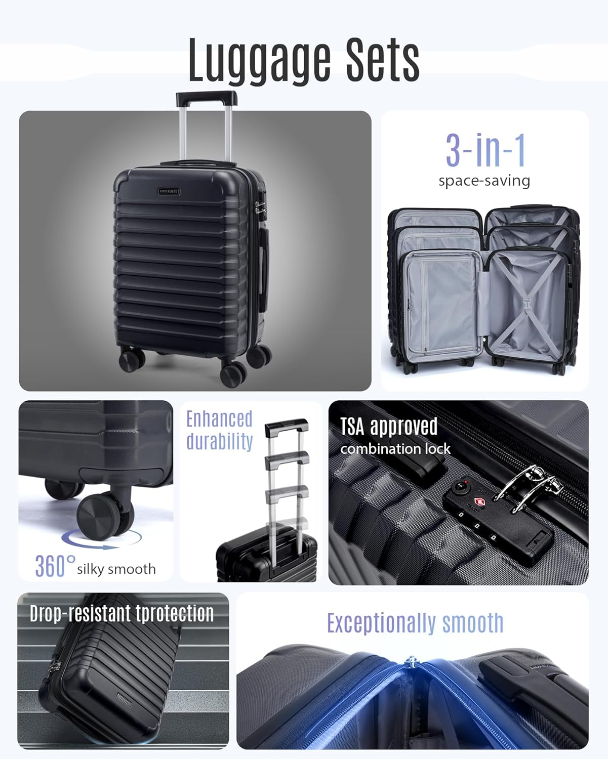 Thumbnail 2 de LIGHT FLIGHT 3-Piece Luggage Set 20/24/28 in