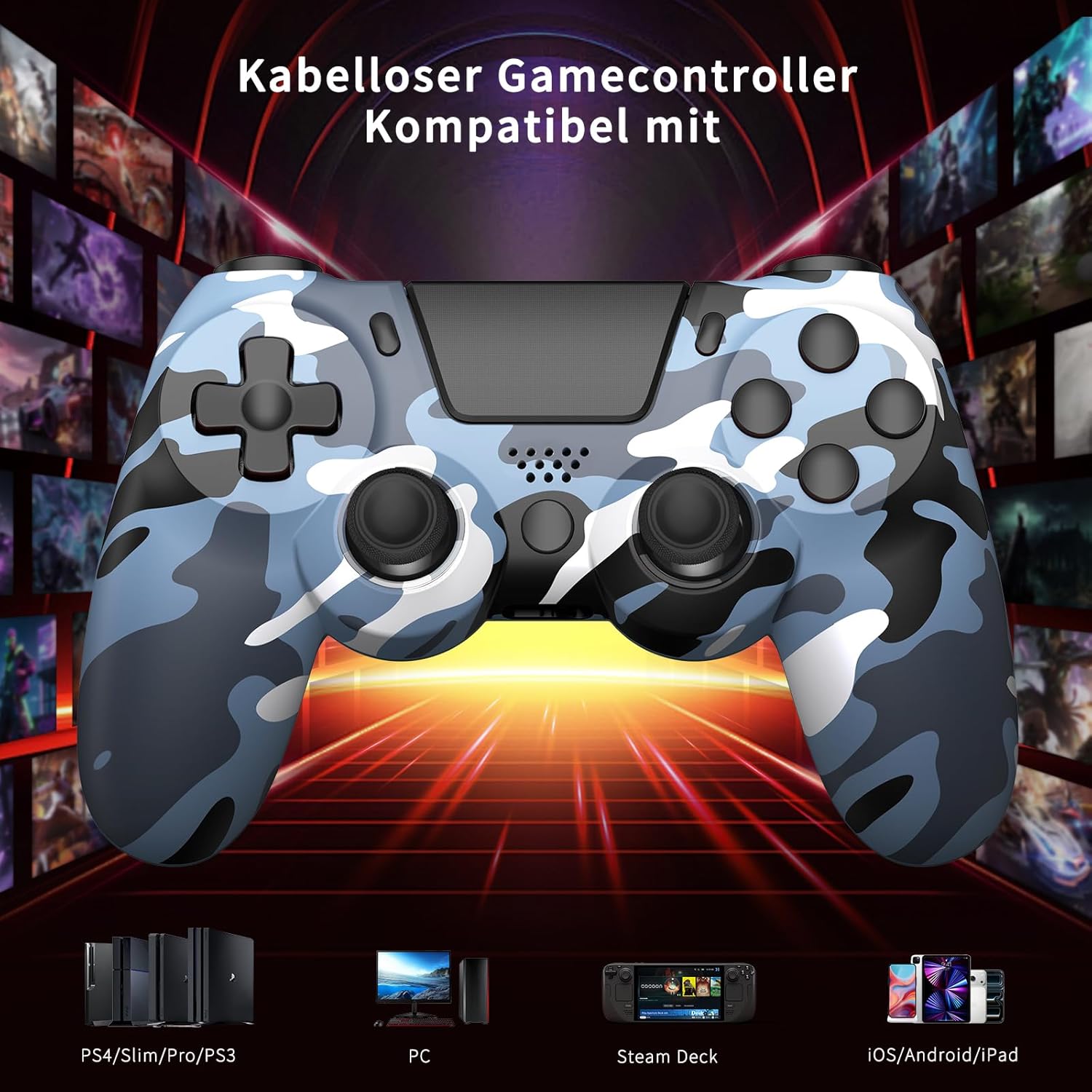 Thumbnail 1 de anci hdgm Wireless Controller für PS4 – Vielseitiger Dual-Vibration Gamepad mit Gyro, Touchpad und Kopfhörerbuchse
