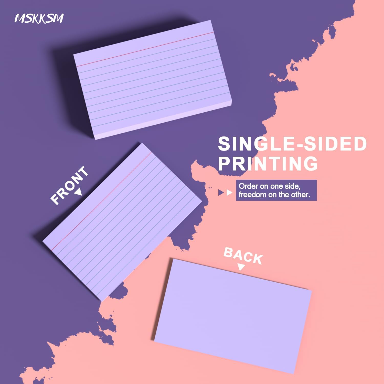 Detalle de Purple 3x5 Index Cards (200 Count) — Ruled Flash Cards for Study Notes