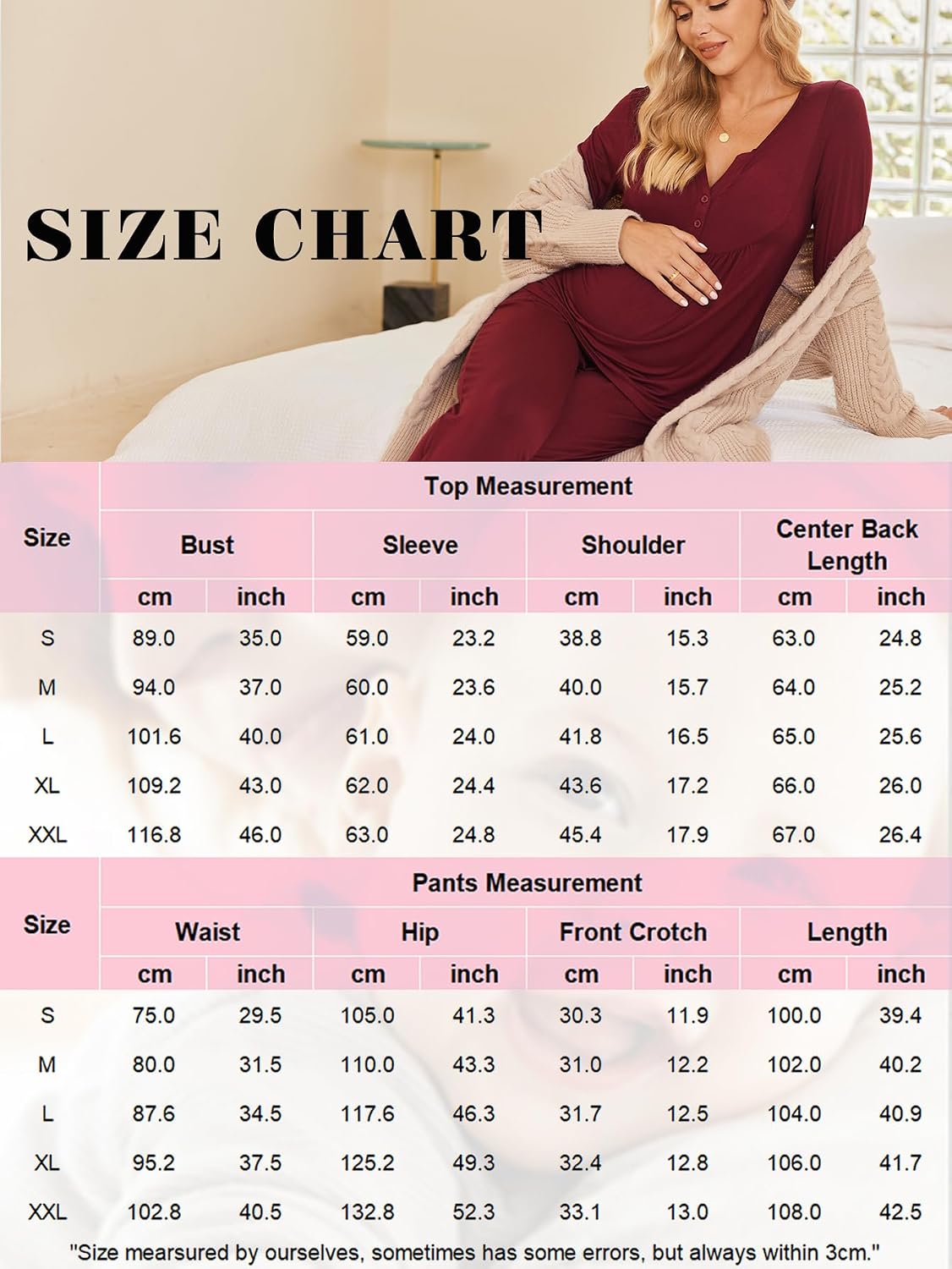 Detalle 1 de Ekouaer Maternity Nursing Pajama Set in Polyester-Spandex