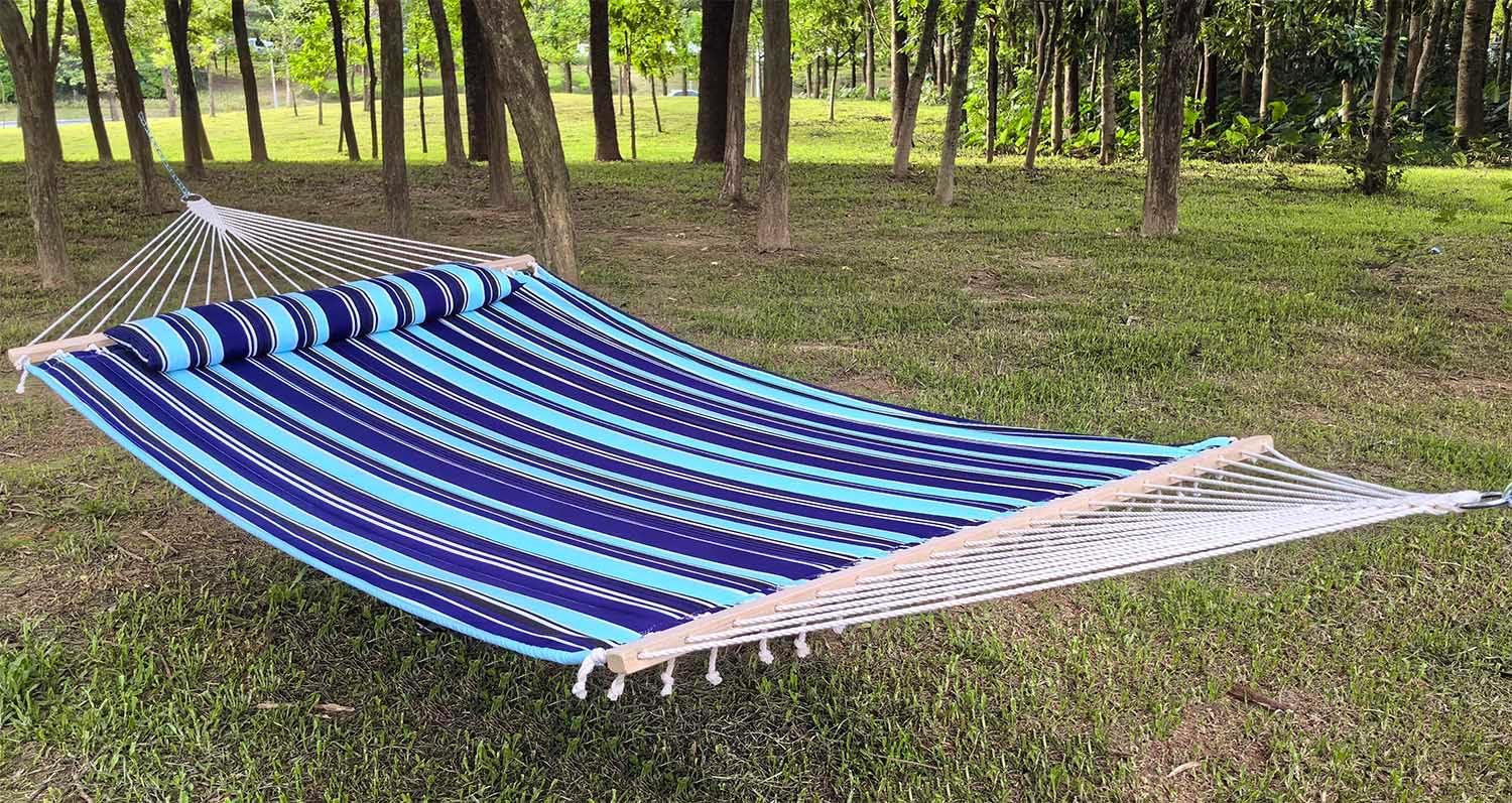Thumbnail 6 de GOCAN amaca brasiliana doppia XXL in cotone, 2 persone, 220x150 cm (lunghezza totale 330 cm), colore grigio