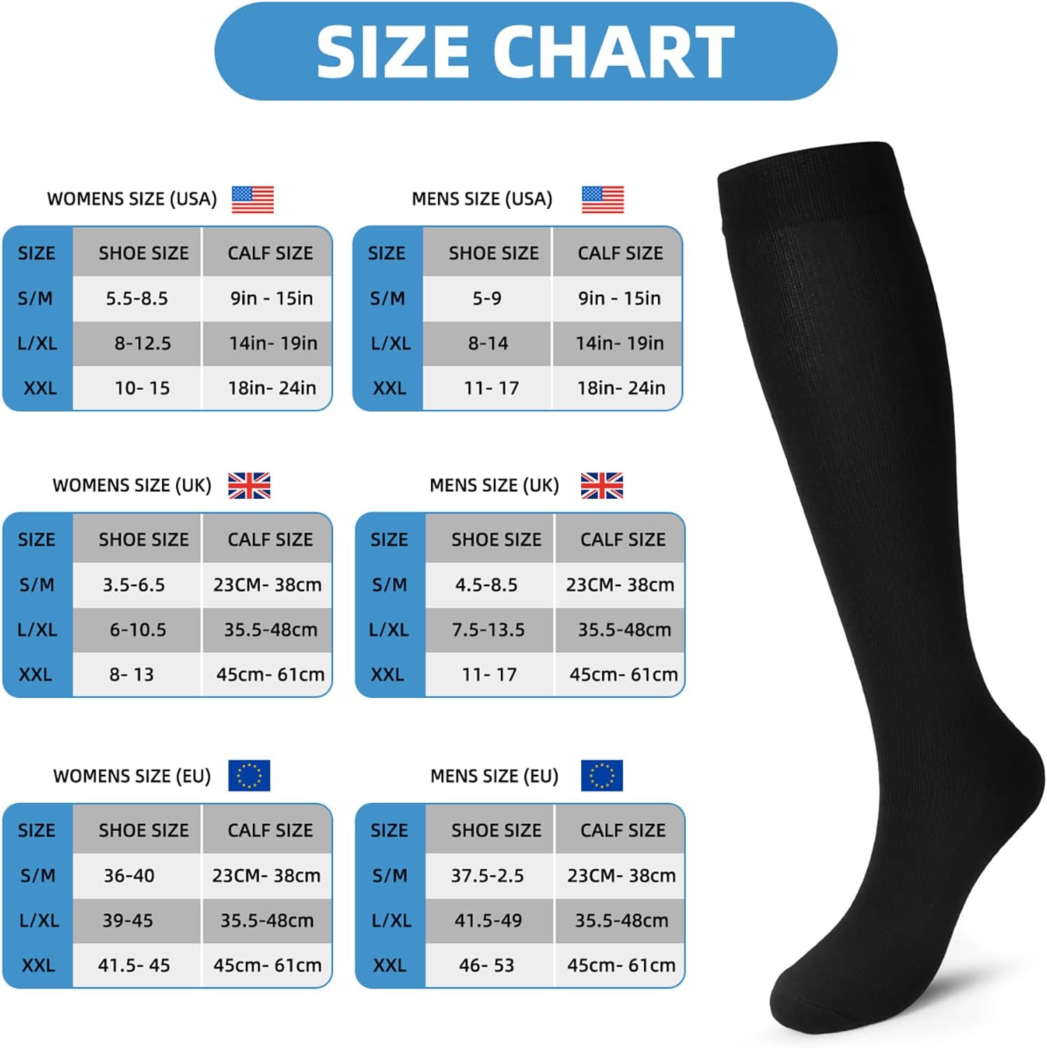 Thumbnail 3 de Losvcbcx 15–20 mmHg graduated compression socks (2/4/6/7 pairs) for women & men