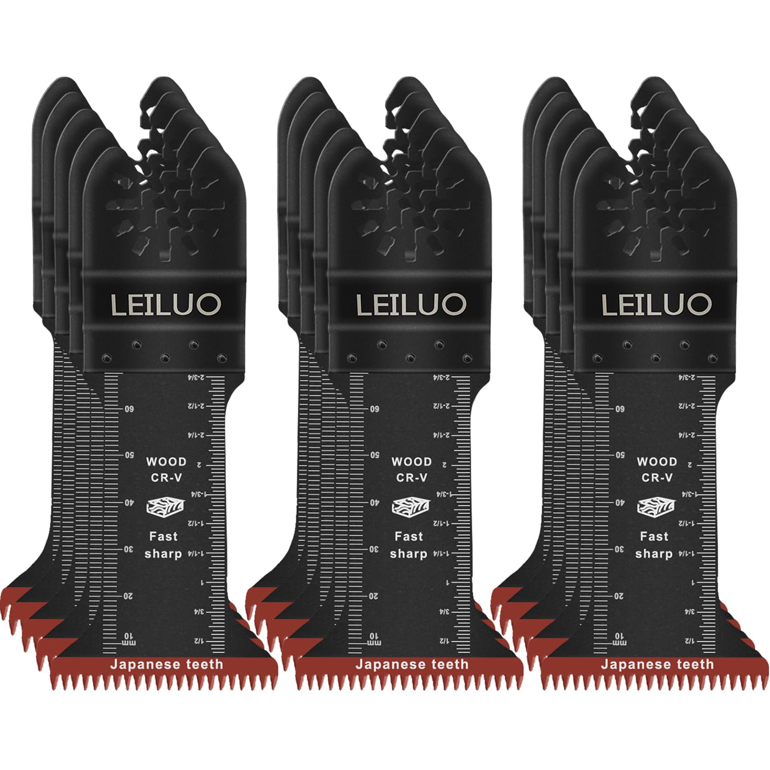 Detalle de LEILUO 70mm Japanese Teeth Multitool Blades — 15-Piece CRV Wood Cutting Set