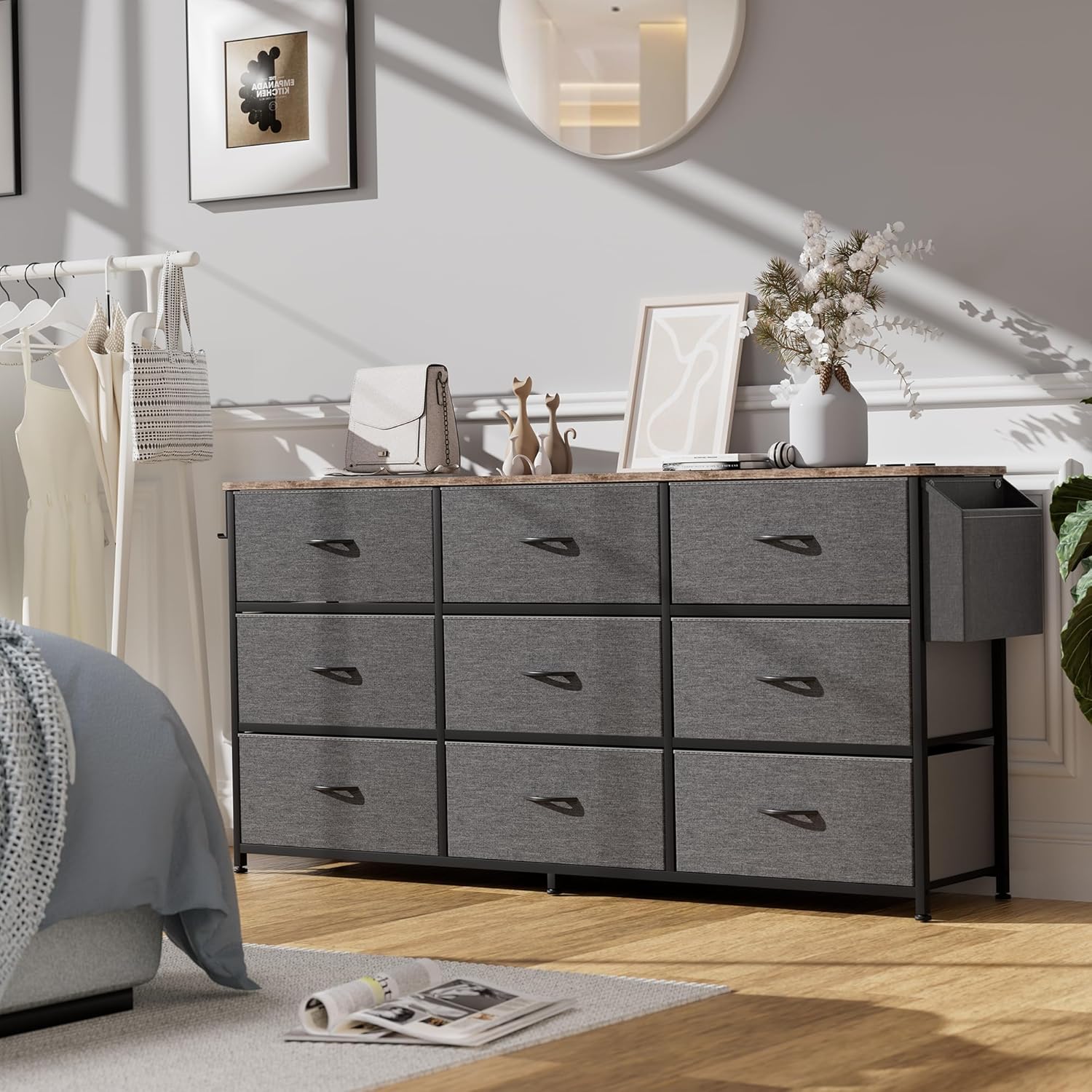 Thumbnail 6 de PURFINO Cassettiera in Tessuto Grande per TV 43–65'': 9 cassetti con etichette e accessori, mobile elegante e versatile