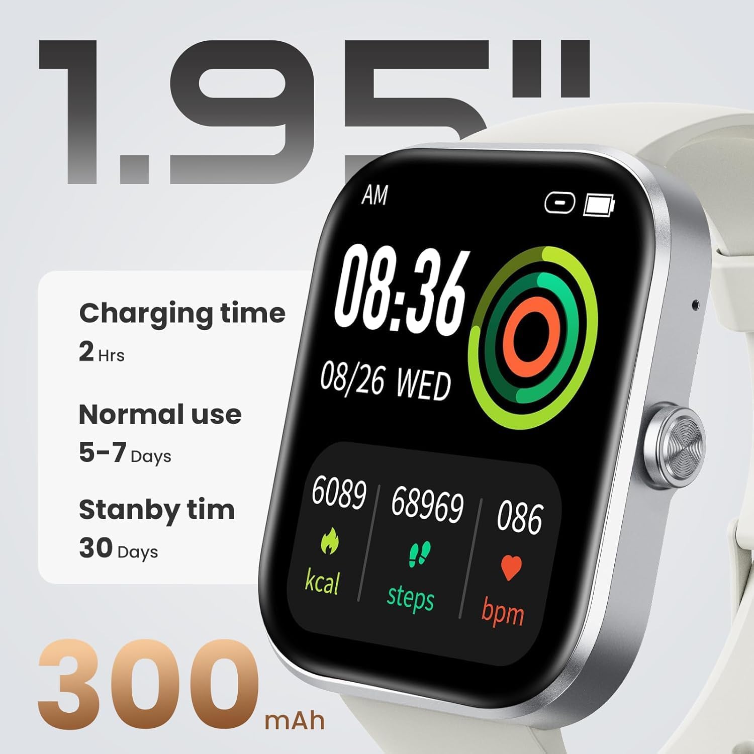 Detalle de Smart Watch for Men & Women with 1.91" HD Screen, Bluetooth Calling, IP68 Waterproof