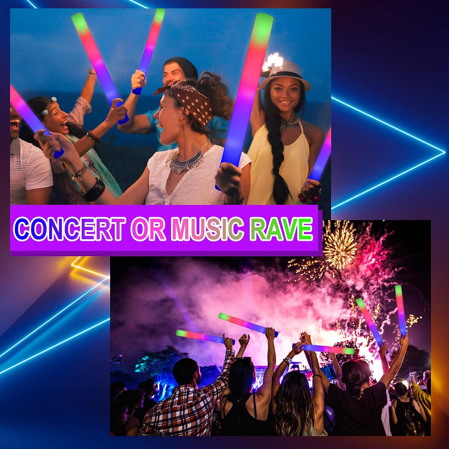 Thumbnail 4 de YYYuYong 68pcs LED Foam Glow Sticks