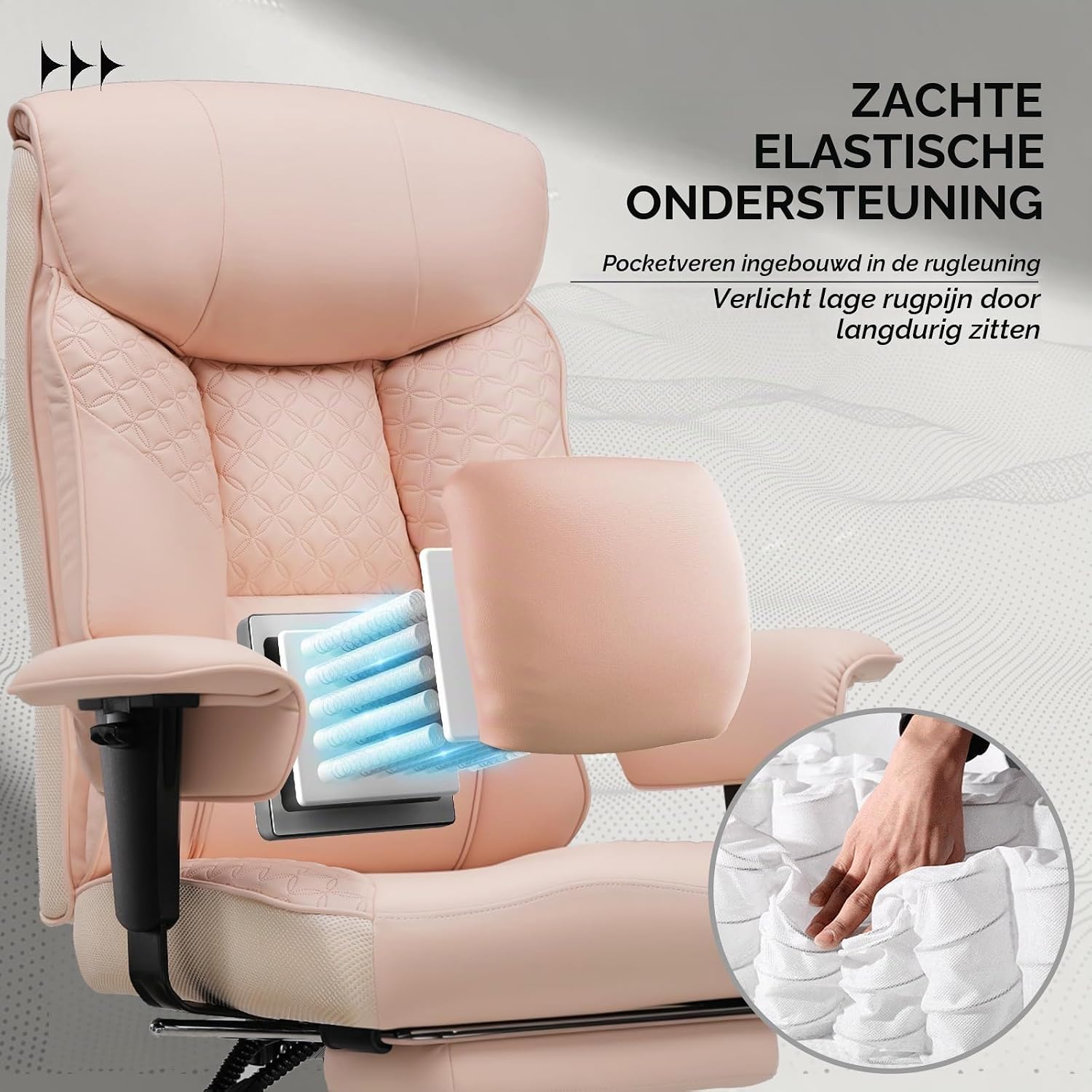 Detalle 2 de COMHOMA CH810 gamingstoel roze met 3D-zitkussen en voetensteun