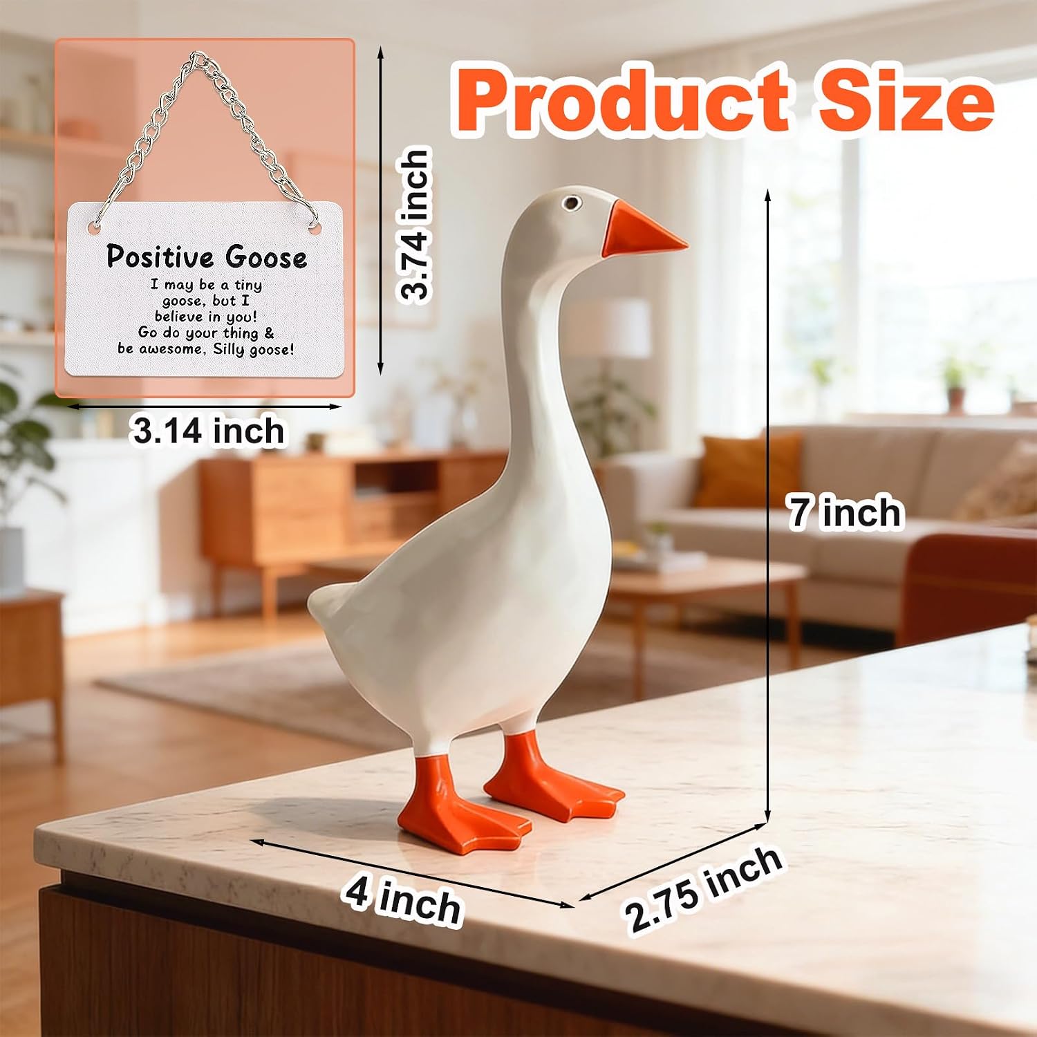 Thumbnail 6 de Desk Goose 7 Inch Cute Office Decor Desktop Statue Gift with Magnetic Beak – Positive Vibes for Women