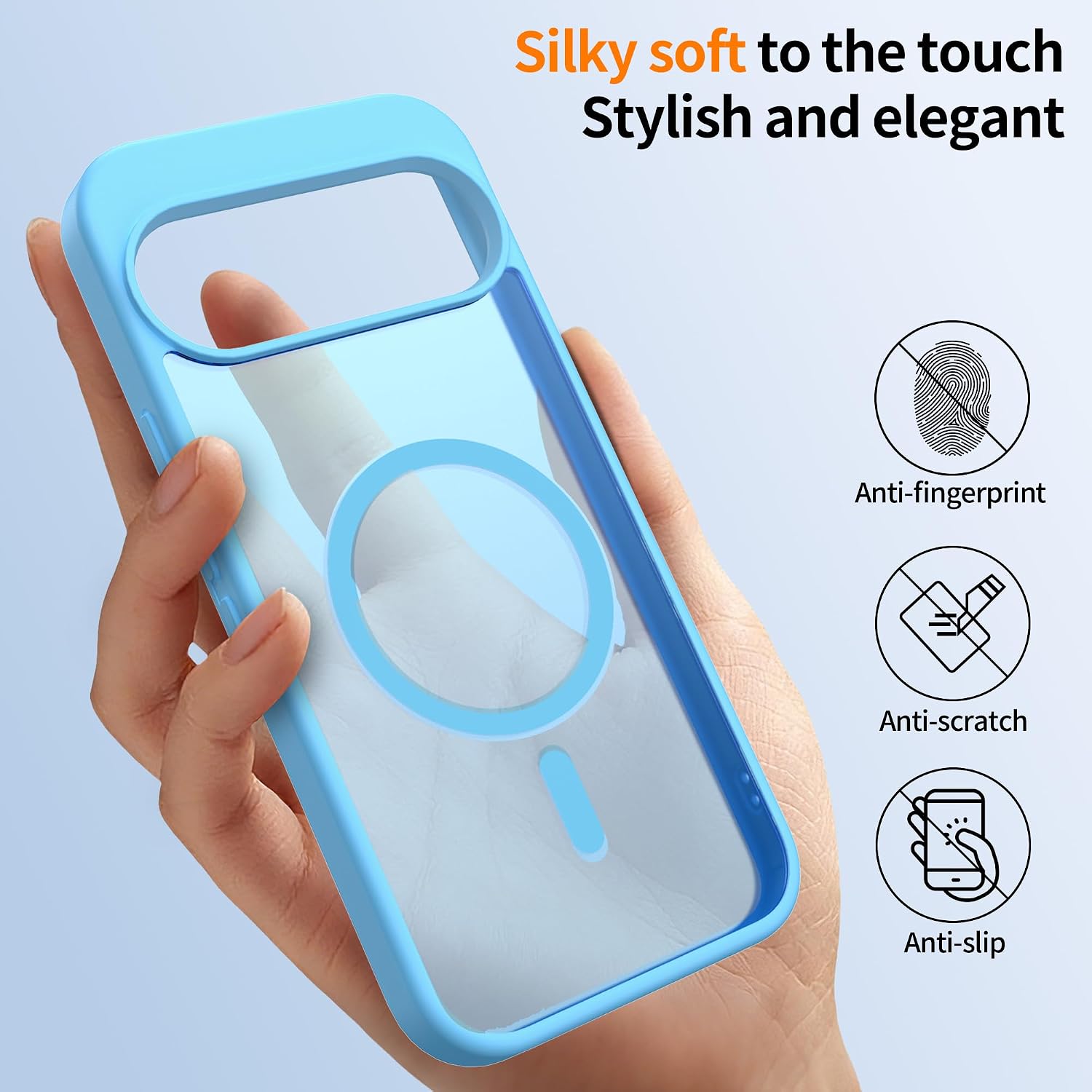 Detalle de Jshru Magnetic Case for Google Pixel 9 Pro XL – Slim Translucent with HD Screen Protectors
