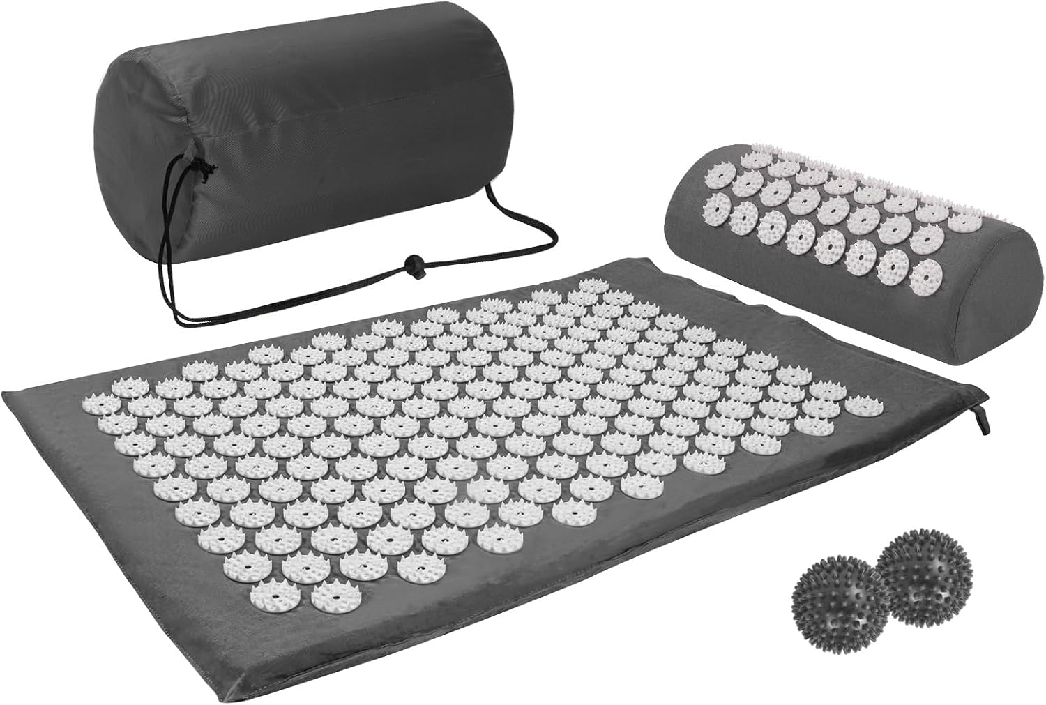 Detalle de Acupressure Mat and Pillow Set with 2 Massage Balls – Grey