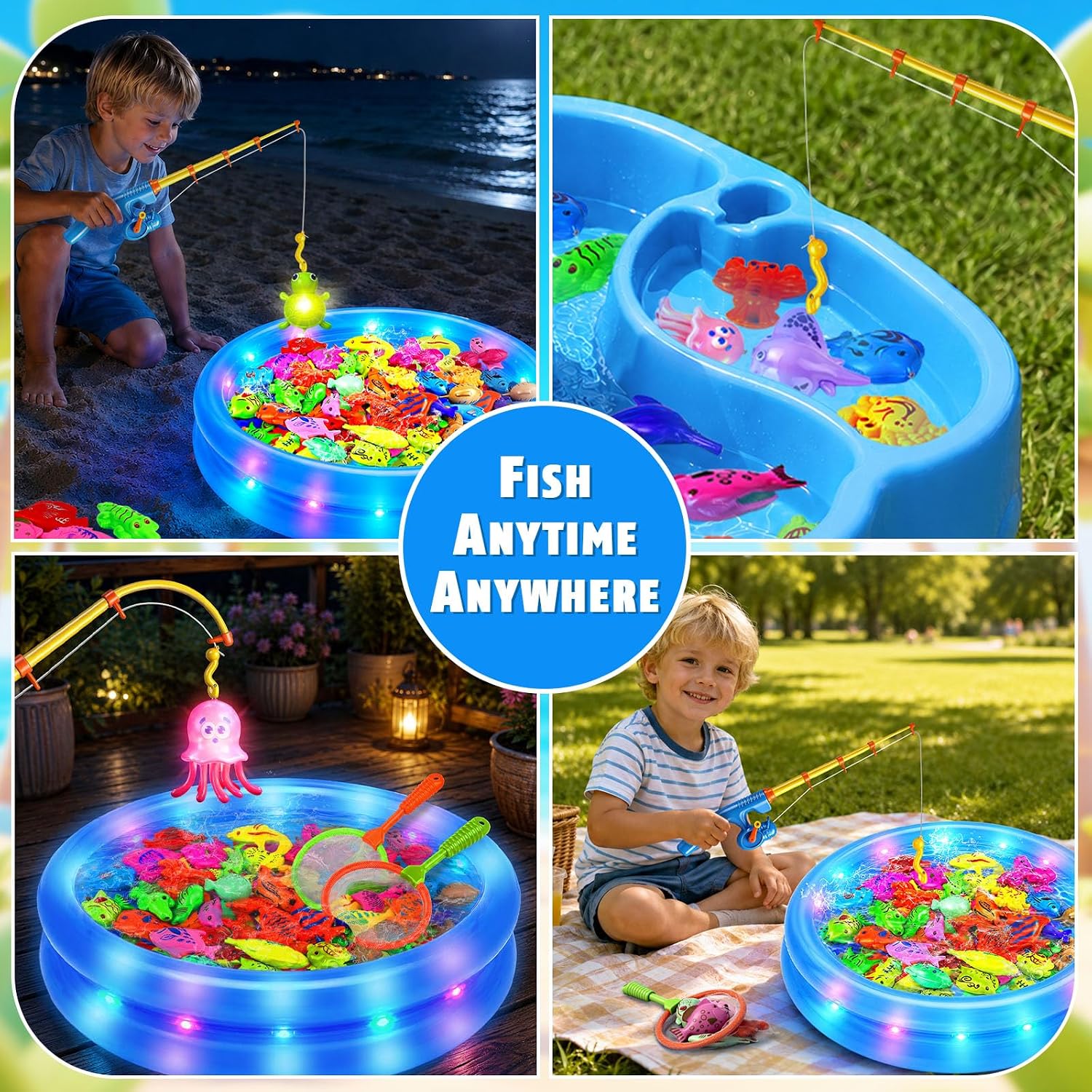 Detalle de Light Up Magnetic Fishing Toy Set 2026 Upgrade – 44 Pieces