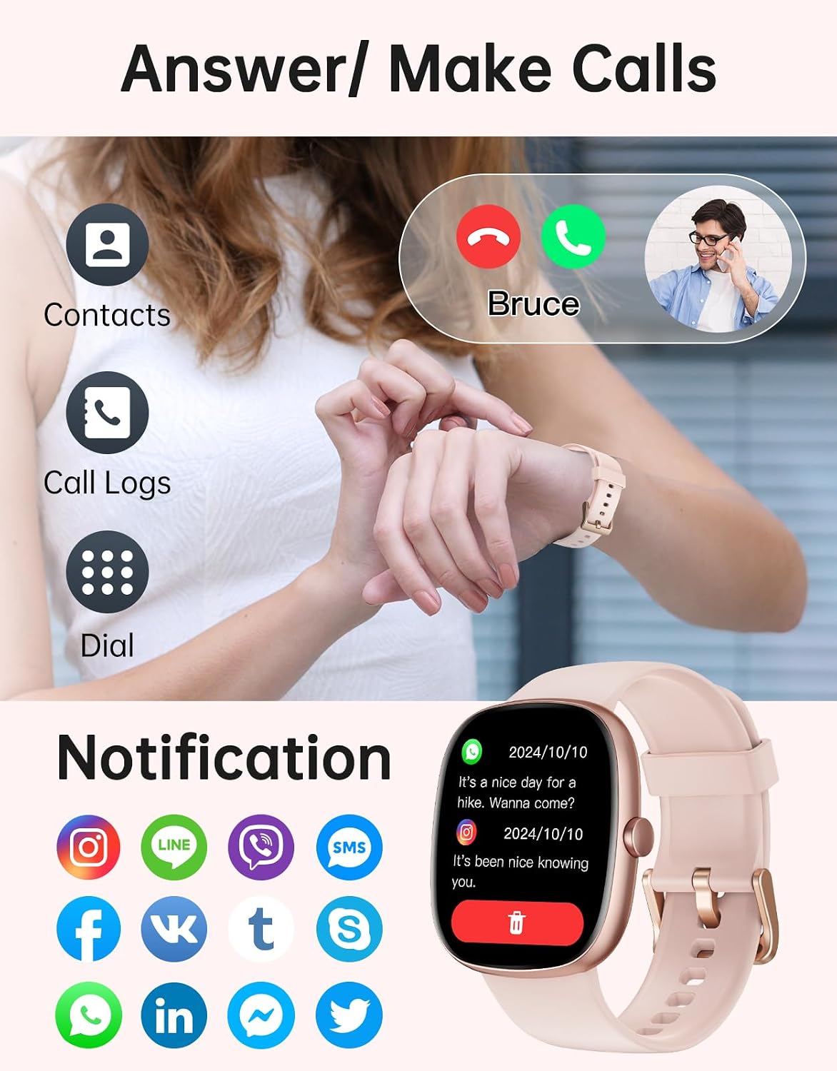 Detalle 2 de HUAKUA Smart Watch for Women 1.85