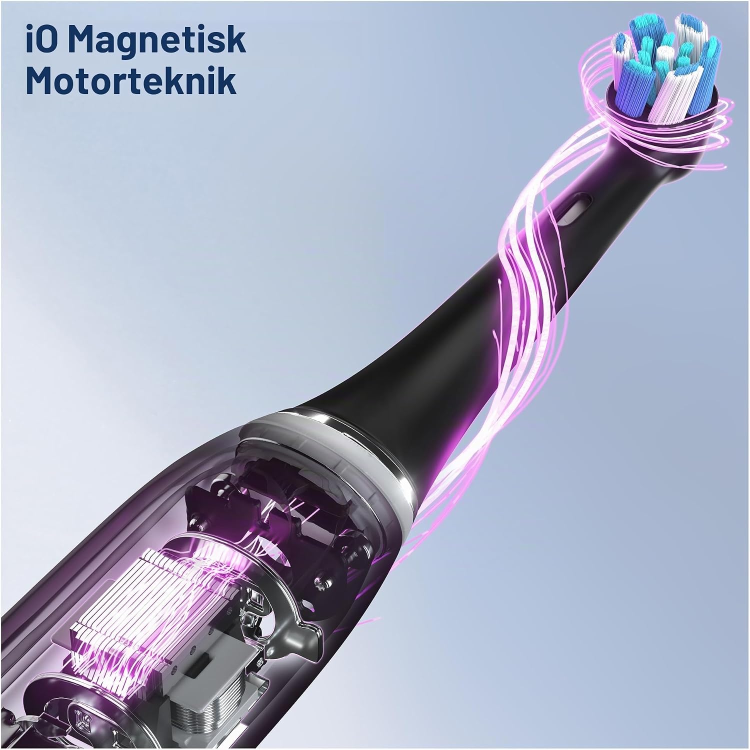 Detalle de Oral-B iO Series 3 elektrisk tandborste med tre lägen och timer, svart