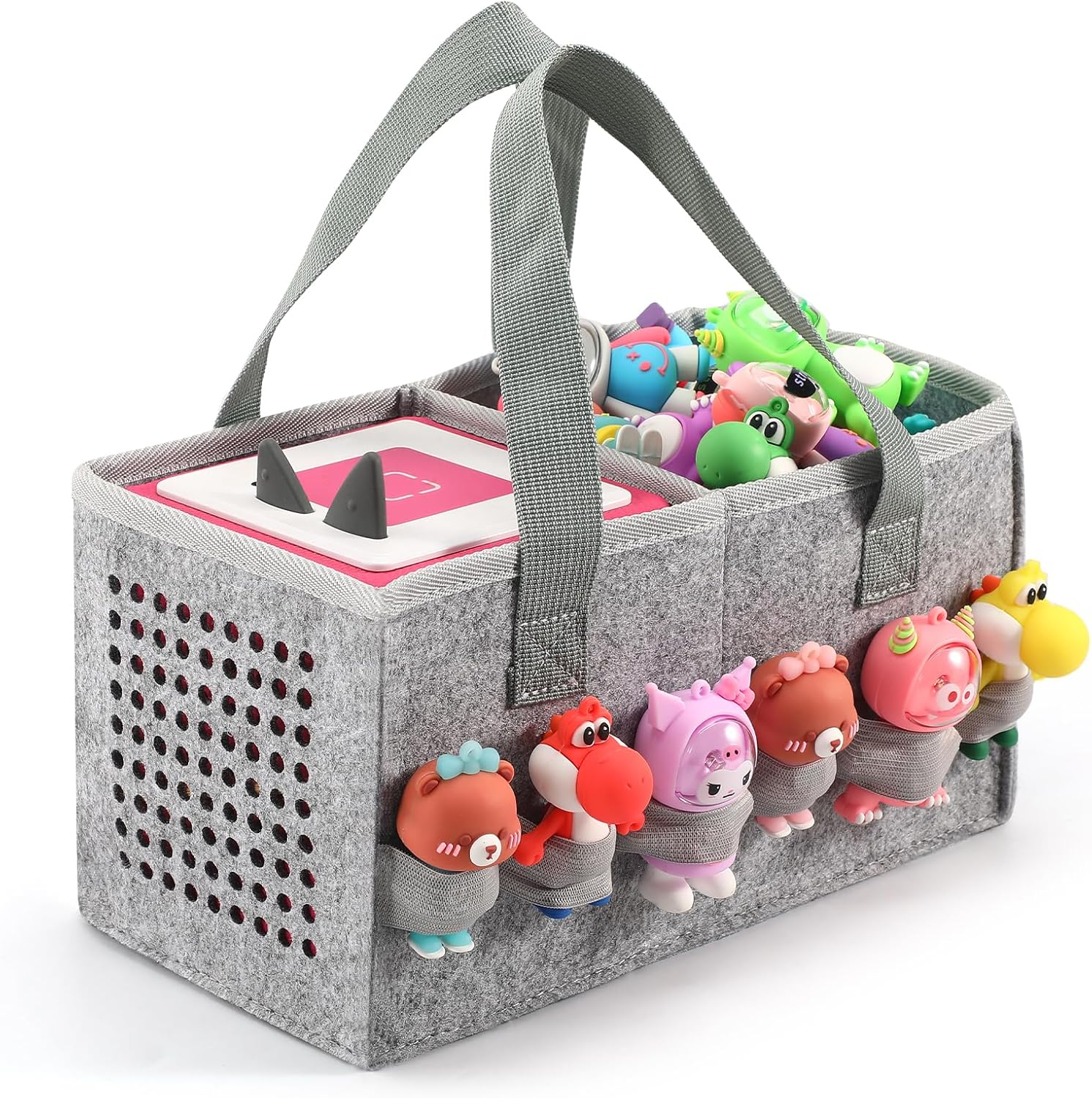Detalle de Piaclen Carrying Case for Toniebox Audio Player & Figurines Starter Set (Felt Organizer Bag) — Grey