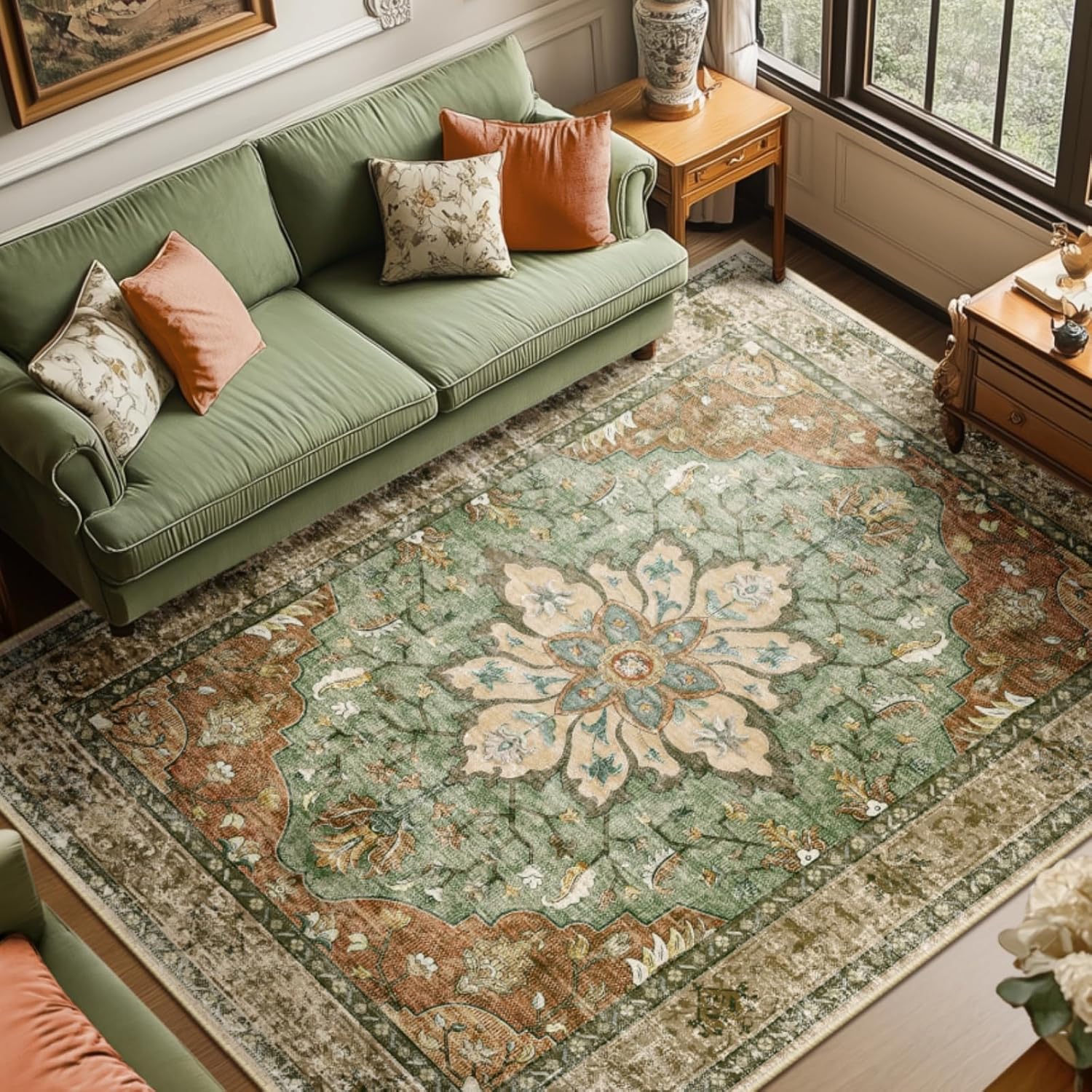 Detalle de RELEANY Area Rug 8x10 Washable Non-Slip 📐