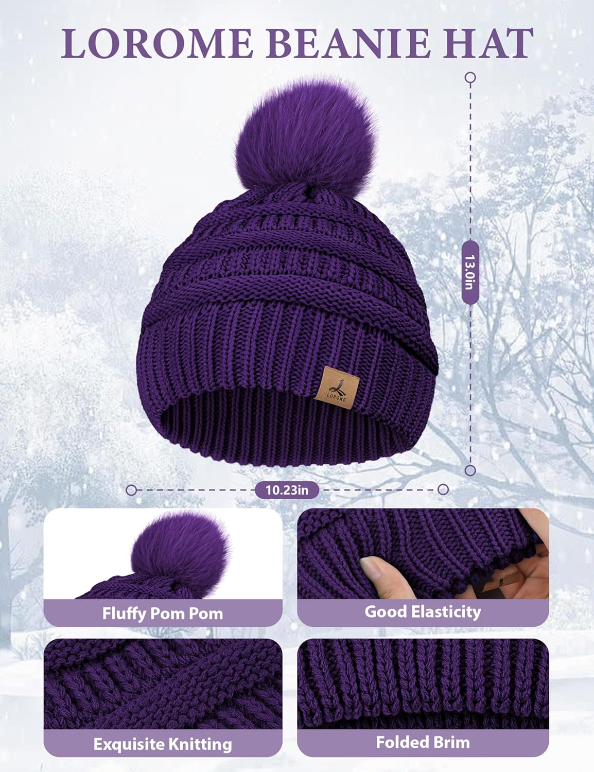 Detalle de LOROME Winter Hat, Scarf, and Gloves Set, Acrylic