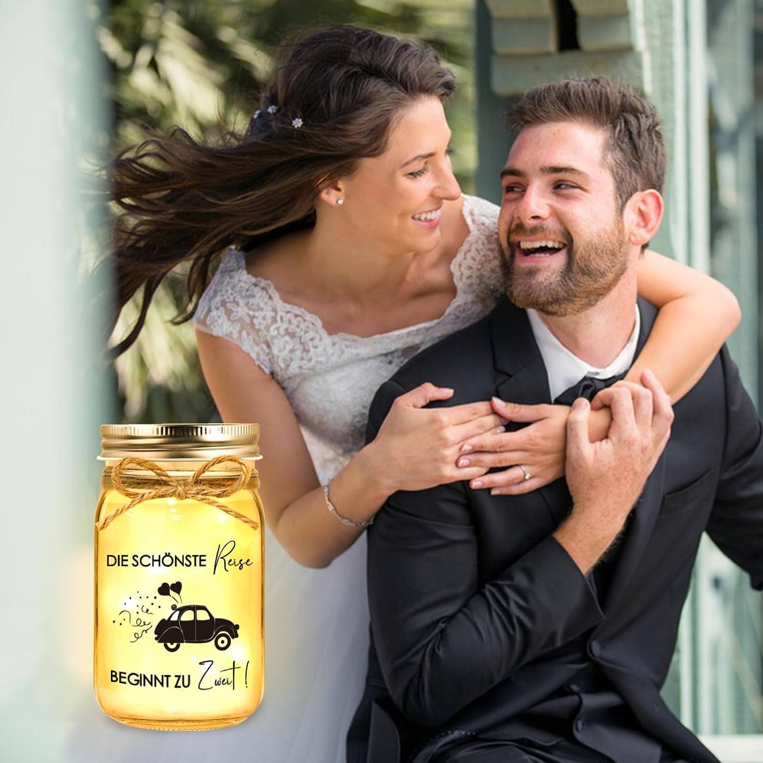 Detalle de Hiipeefeel LED Flaschenlicht Geldgeschenk Hochzeit – Verlobungsgeschenk für Brautpaar