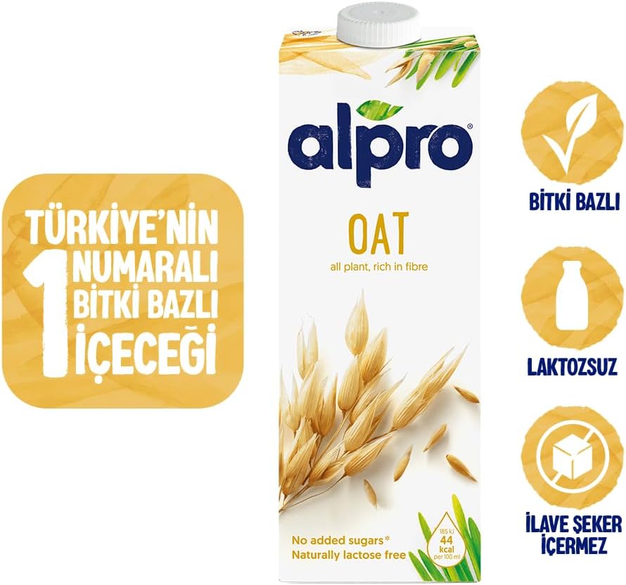 Detalle de Alpro Boisson Végétale Avoine 1L – Lot de 8x1L, lait végétal sans sucres ajoutés