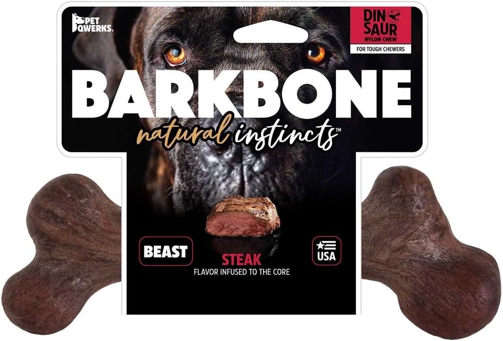 Detalle de Pet Qwerks Barkbone Dino Steak 21 x 6,5 x 4 cm