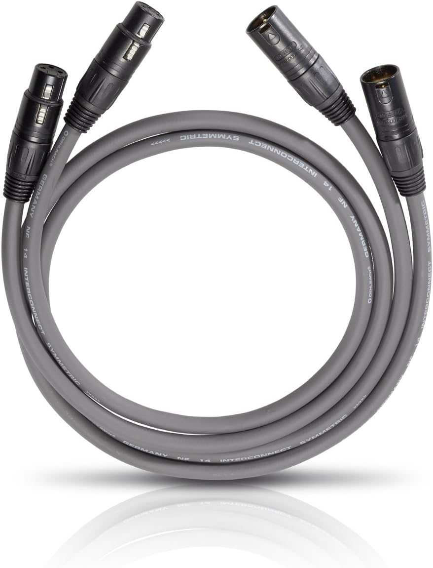 Detalle de OEHLBACH NF 14 Master X NF-Audiokabel mit XLR-Stecker – symmetrisch aufgebaut, grau, 0,50 m