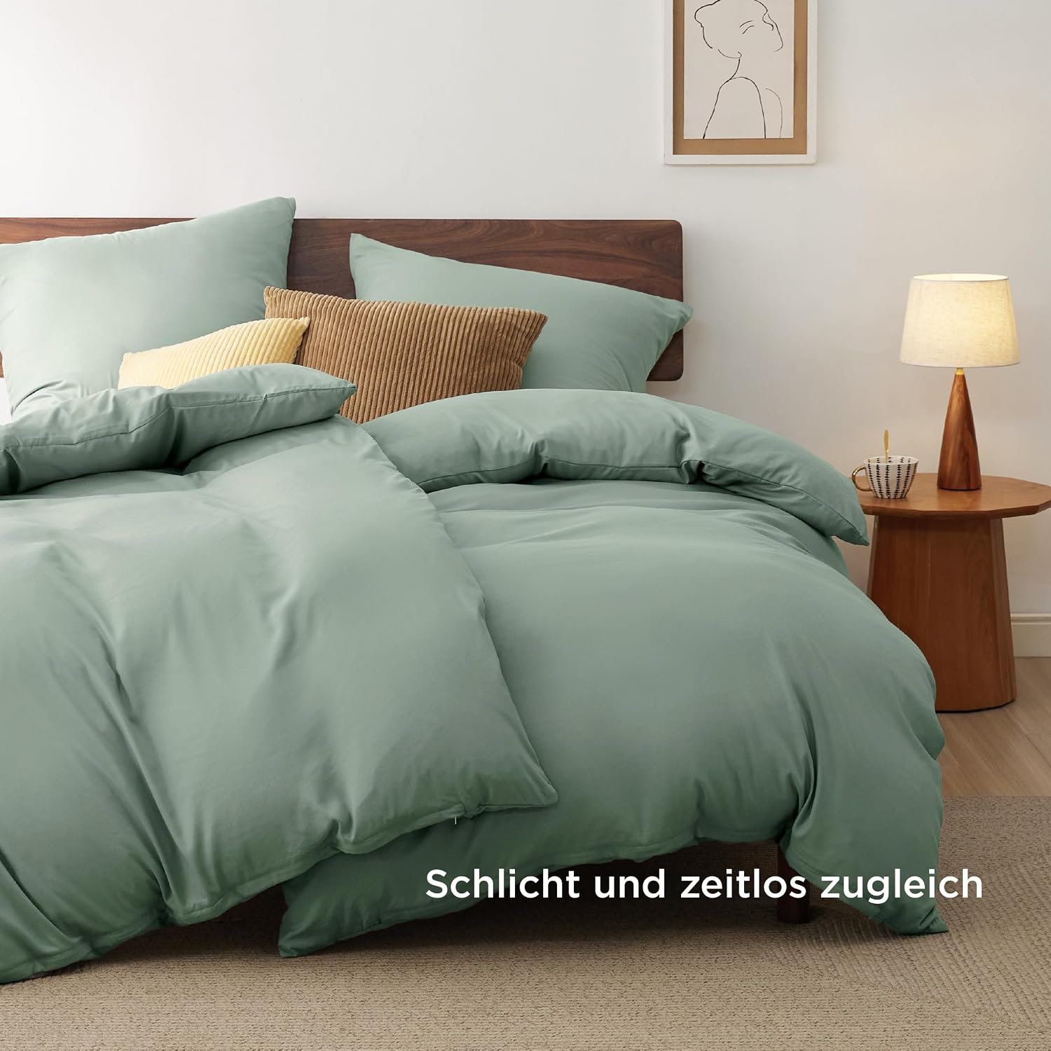 Thumbnail 2 de BEDSURE Bettwäsche 135x200 4‑teilig Salbeigrün