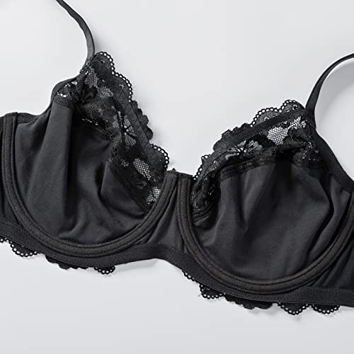 Thumbnail 4 de DELIMIRA Femme Soutien-Gorge Grande Taille Dentelle Noir 100D