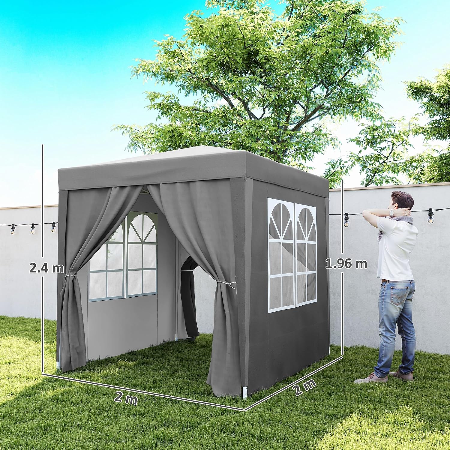 Thumbnail 6 de Outsunny 2x2m Pop Up Gazebo Grey