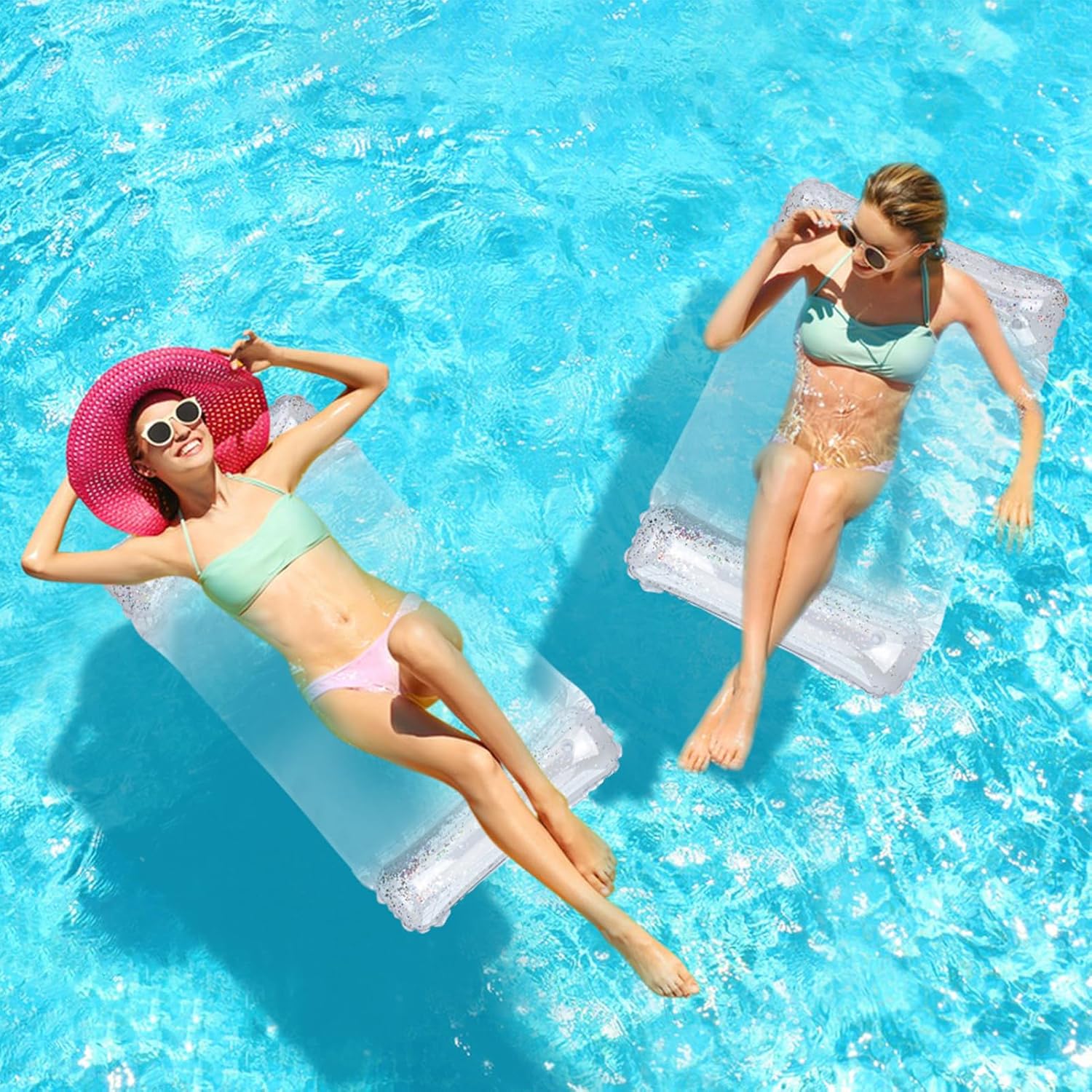 Detalle 2 de CYFIE Amaca galleggiante con rete gonfiabile 4-in-1: relax e divertimento per piscina e spiaggia