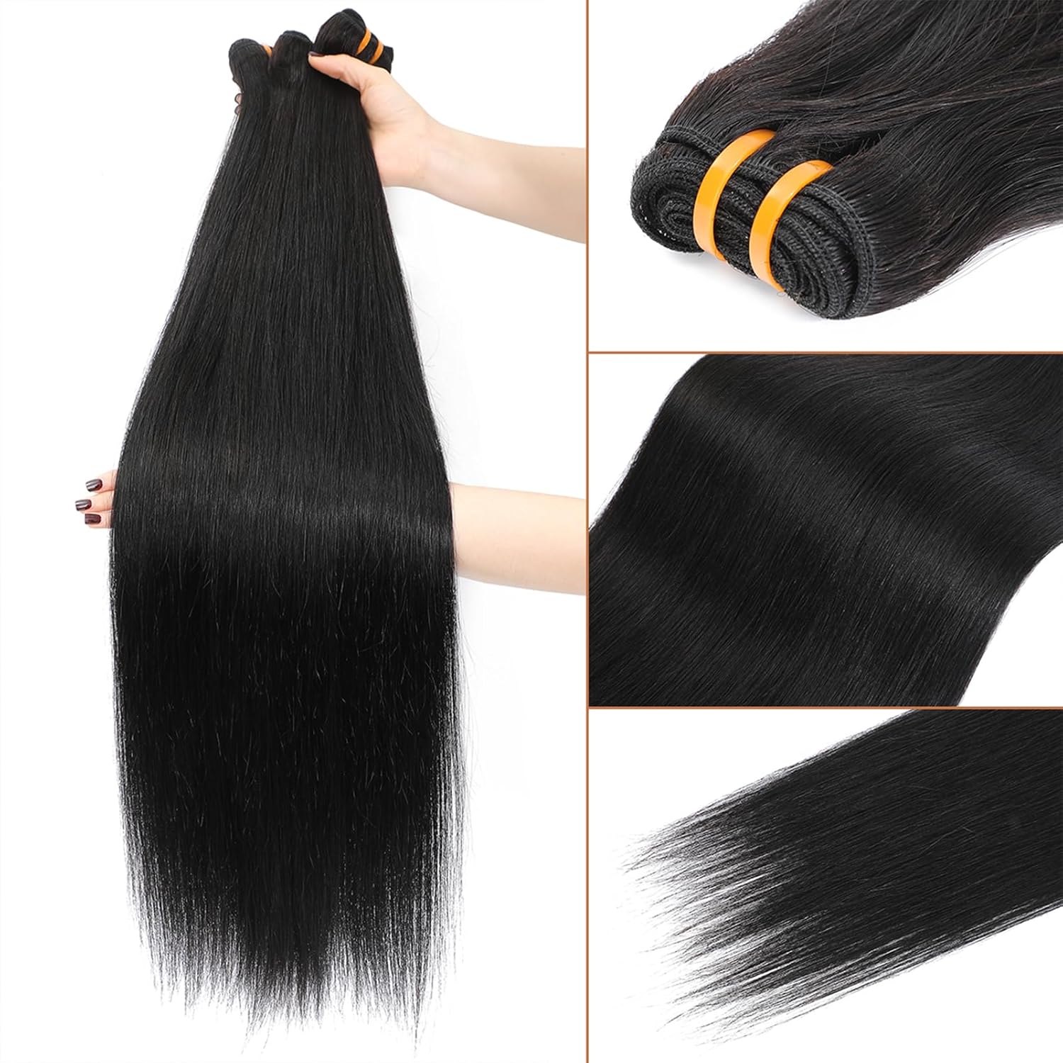 Thumbnail 1 de Missking 16A Raw Human Hair Straight Bundles (14–20) — Burmese Virgin Straight, Dyable & Restylable