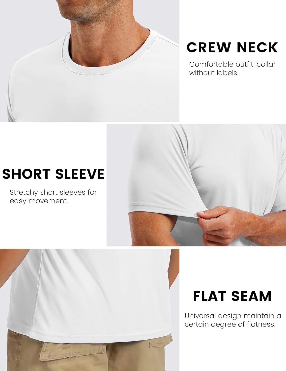 Detalle de TACVASEN Herren UV-Schutz T-Shirts UPF 50+ Kurzarm – Sonnenschutz Tee, Schwimmshirt aus Polyester