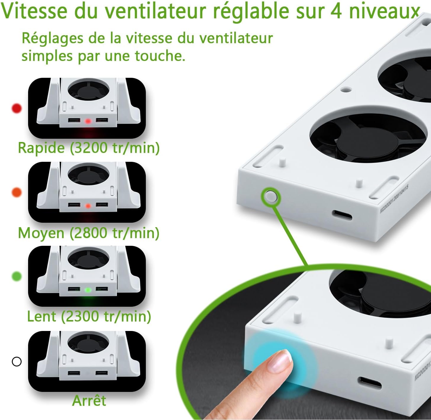Thumbnail 3 de Station d’accueil verticale Mcbazel avec support de refroidissement et LED pour Xbox Series S (2 ports USB)