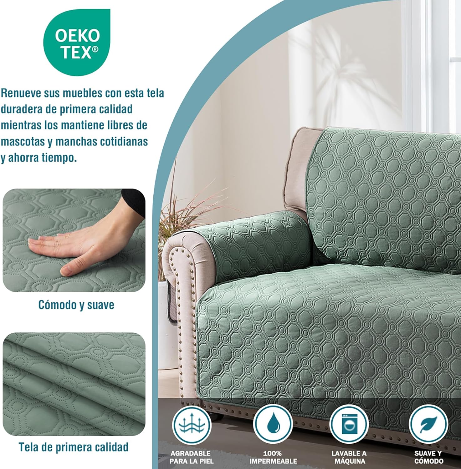 Thumbnail 4 de BellaHills Funda Sofá Chaise Longue Acolchada 205cm 🛋