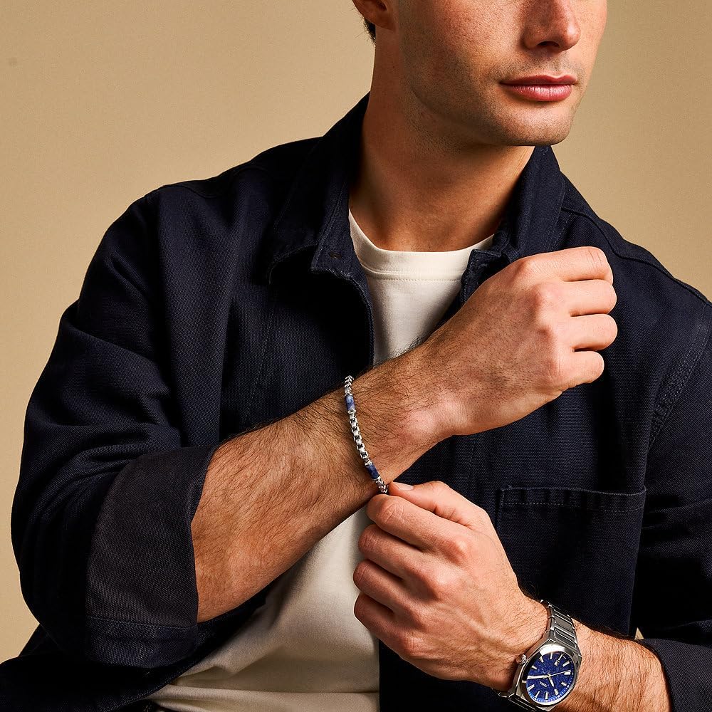 Thumbnail 2 de Fossil bracelet homme en acier inoxydable à fermeture mosqueton, finitions brossées