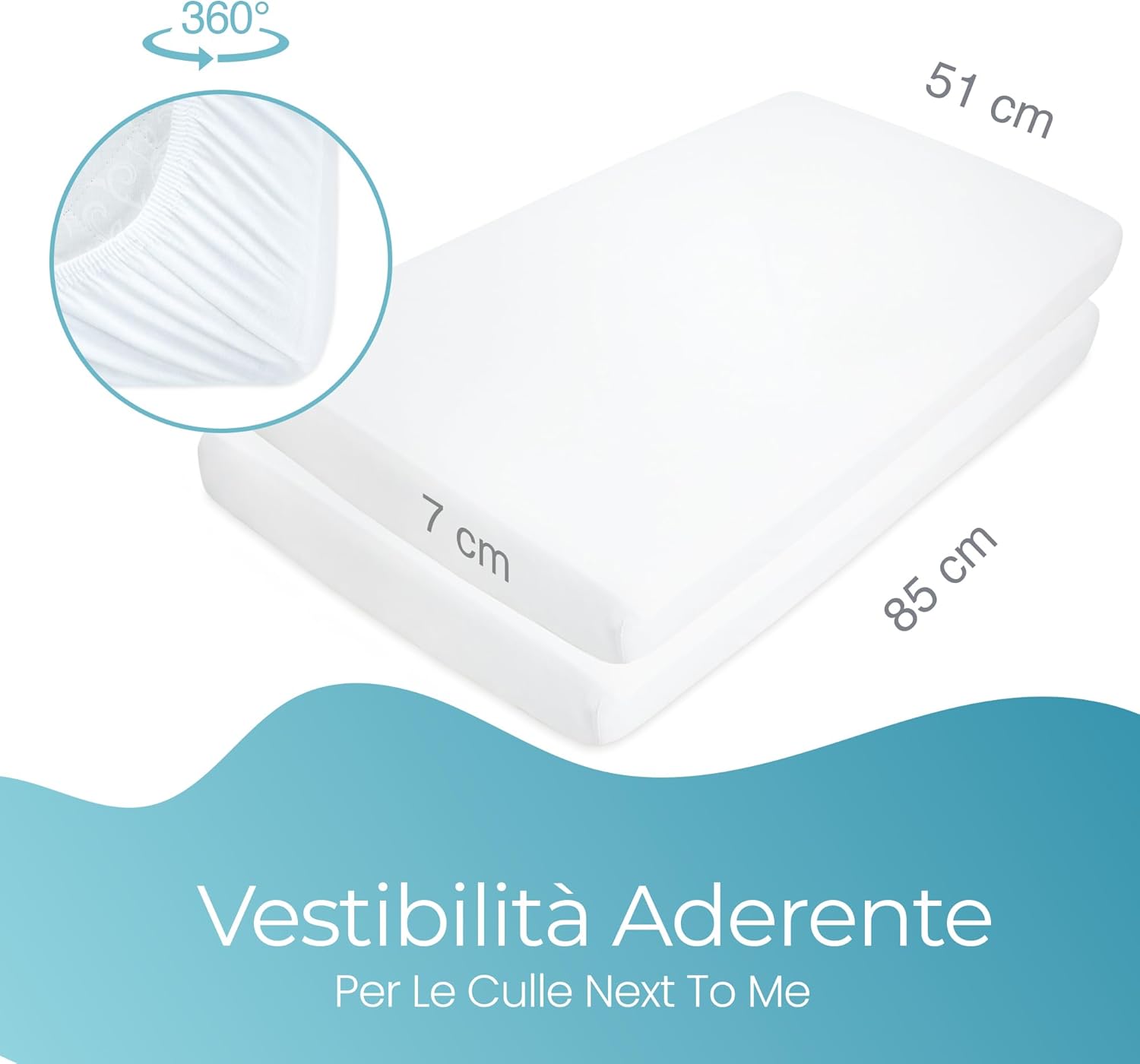 Thumbnail 5 de Lenzuola Next To Me 51x85 – Set di 2 pezzi in cotone biologico con angoli (bianco)