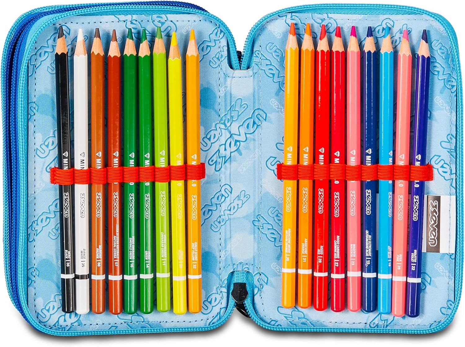 Thumbnail 4 de Seven Trousse d'école 3 Zip Blue Deep – Mapset Boy, porte-stylo triple et accessoirisée