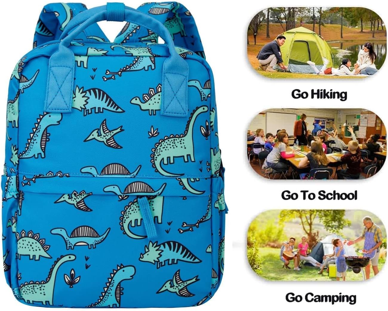 Thumbnail 6 de KingCheer Toddler Backpack & Rucksack (12in, Blue Dinosaur) for Preschool to Travel