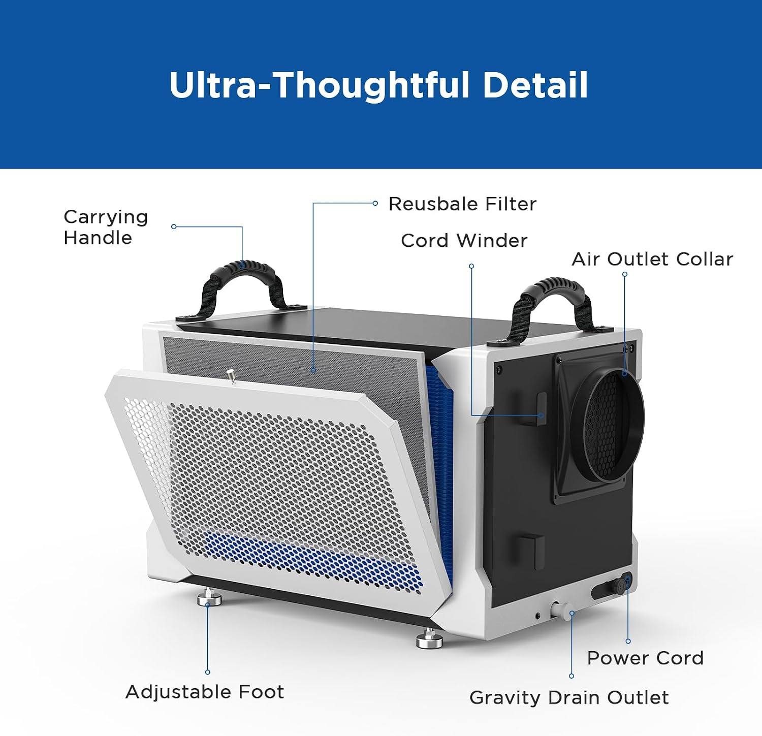 Thumbnail 6 de Moiswell 35L Commercial Dehumidifier with Pump – 35L moisture removal, continuous drain hose, low-noise operation