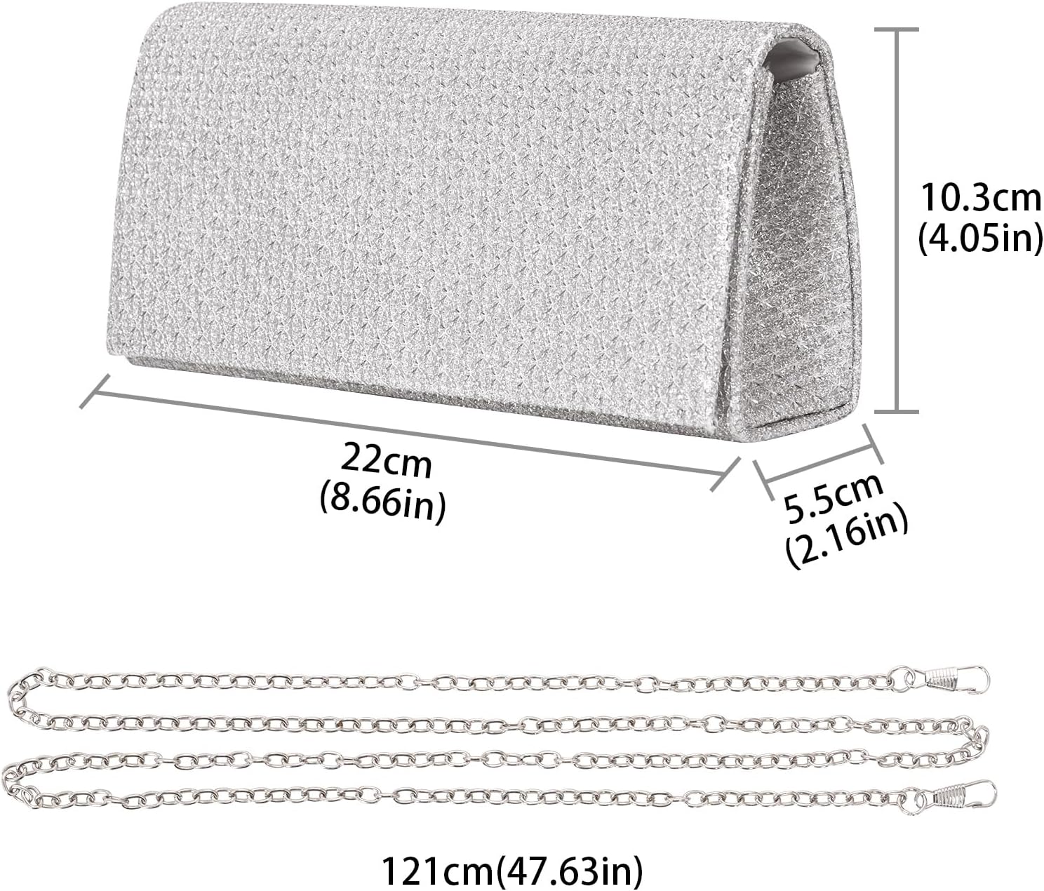 Detalle 2 de Toptime Silver Glitter Envelope Clutch
